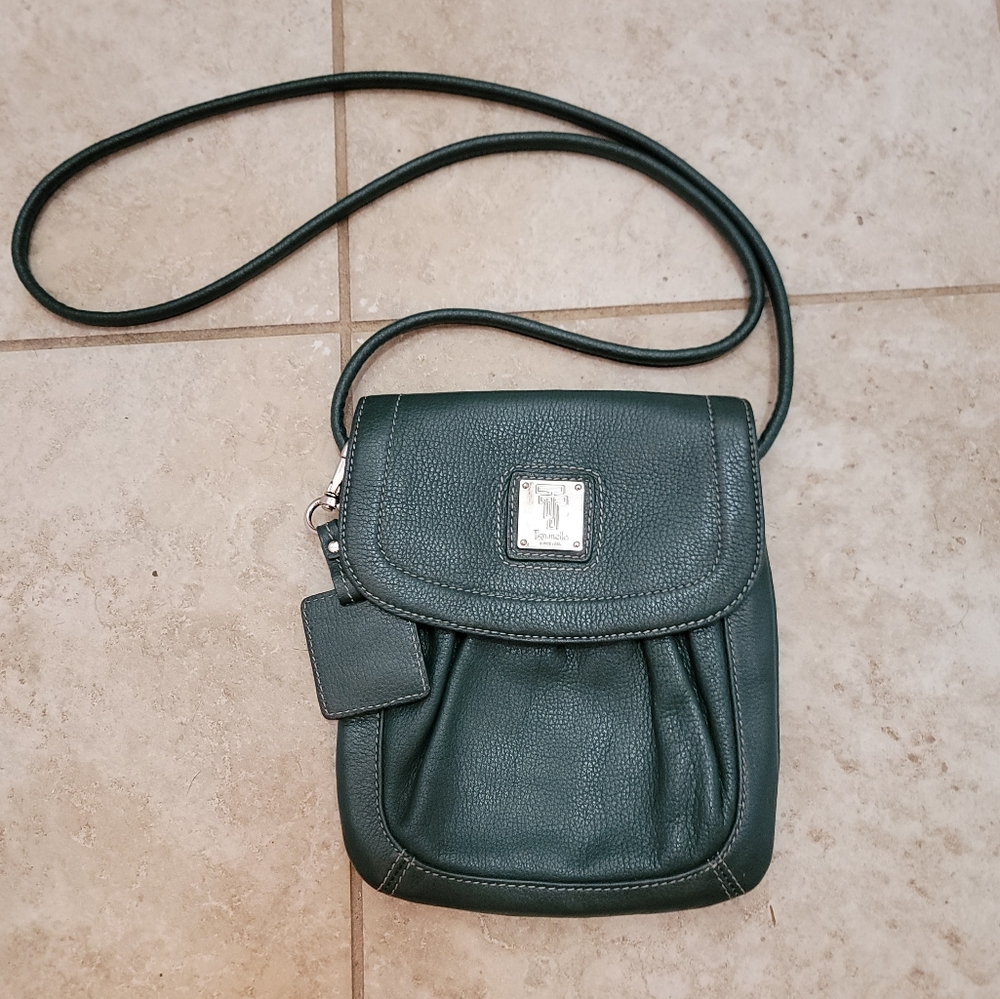 Tignanello Vintage Green Pebble Leather Crossbody - Picture 1 of 9
